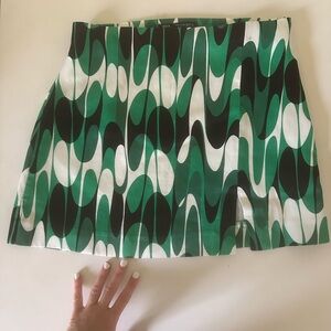 Zara Green and Black Abstract Mini Skirt